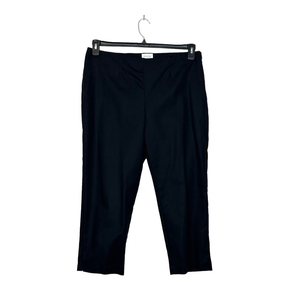 Chico's black flat front cropped pants size 2/ L-12